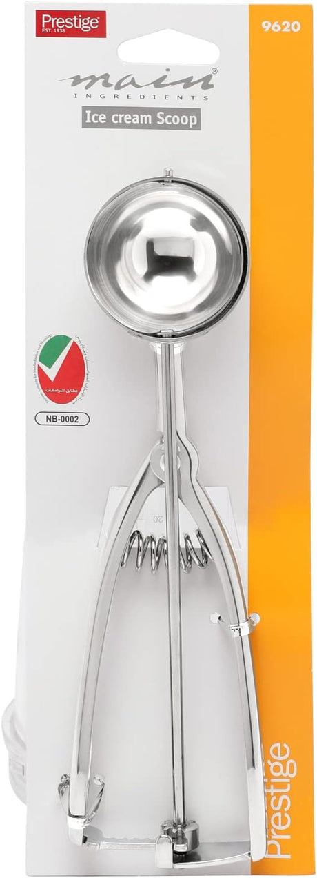 Prestige Main Ingredients Stainless Steel Ice Cream Scoop with Spring Release Mechanism | PR9620 - Al Kabayel Discount CentrePrestige Main Ingredients Stainless Steel Ice Cream Scoop with Spring Release Mechanism | PR9620Kitchen Utensils & GadgetsPRESTIGEAl Kabayel Discount Centre