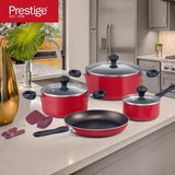 Prestige Non - Stick Cookware sets 9 Pcs, Non Stick Aluminium Pots and Pans Cooking Set, PR22430 - Red - Al Kabayel Discount CentrePrestige Non - Stick Cookware sets 9 Pcs, Non Stick Aluminium Pots and Pans Cooking Set, PR22430 - RedCookware SetPRESTIGEAl Kabayel Discount Centre