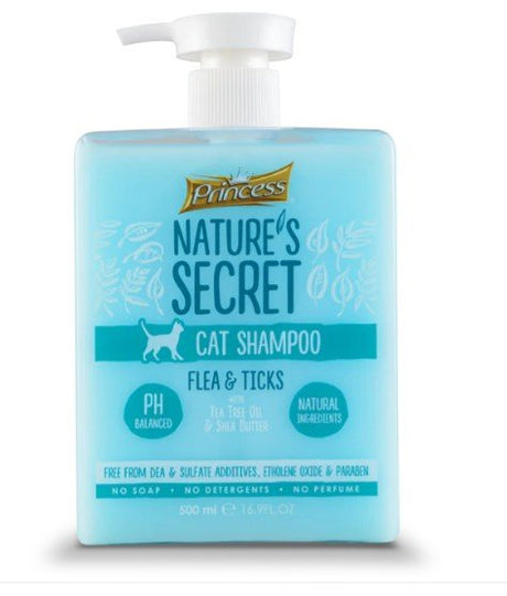Princess Natures Secret Cat Shampoo Flea & Ticks With Tea Tree Oil & Shea Butter - 500ML - Al Kabayel Discount CentrePrincess Natures Secret Cat Shampoo Flea & Ticks With Tea Tree Oil & Shea Butter - 500MLPet SuppliesPRINCESSAl Kabayel Discount Centre