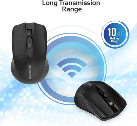Promate 2.4G Portable Optical Wireless Mouse with USB Nano Receiver 10m Working Distance, Auto Sleep Function and 3 Adjustable DPI Level, Clix 8, Black - Al Kabayel Discount CentrePromate 2.4G Portable Optical Wireless Mouse with USB Nano Receiver 10m Working Distance, Auto Sleep Function and 3 Adjustable DPI Level, Clix 8, BlackElectronic AppliancesPROMATEAl Kabayel Discount Centre