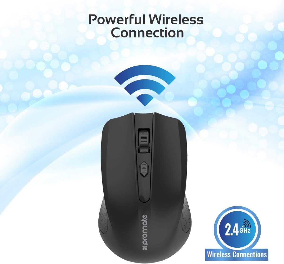 Promate 2.4G Portable Optical Wireless Mouse with USB Nano Receiver 10m Working Distance, Auto Sleep Function and 3 Adjustable DPI Level, Clix 8, Black - Al Kabayel Discount CentrePromate 2.4G Portable Optical Wireless Mouse with USB Nano Receiver 10m Working Distance, Auto Sleep Function and 3 Adjustable DPI Level, Clix 8, BlackElectronic AppliancesPROMATEAl Kabayel Discount Centre