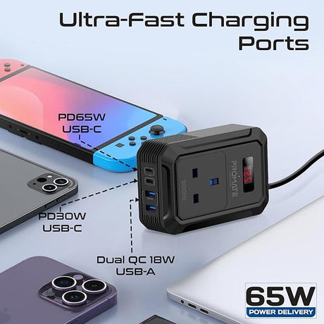 PROMATE 5 in 1 Car Power Inverter DC to AC Multi - Port 200W, Dual USB - C Ports 65W / 30W Power Delivery & Dual QC 18W USB - A Ports, LCD Digital Screen - Al Kabayel Discount CentrePROMATE 5 in 1 Car Power Inverter DC to AC Multi - Port 200W, Dual USB - C Ports 65W / 30W Power Delivery & Dual QC 18W USB - A Ports, LCD Digital ScreenCords & AdaptersPROMATEAl Kabayel Discount Centre