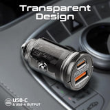 PROMATE Car Charger, Transparent 65W Ultra - Compact Car Adapter with USB Type - C Power Delivery Port, USB - A Port, Mini Handle - Al Kabayel Discount CentrePROMATE Car Charger, Transparent 65W Ultra - Compact Car Adapter with USB Type - C Power Delivery Port, USB - A Port, Mini HandleCords & AdaptersPROMATEAl Kabayel Discount Centre