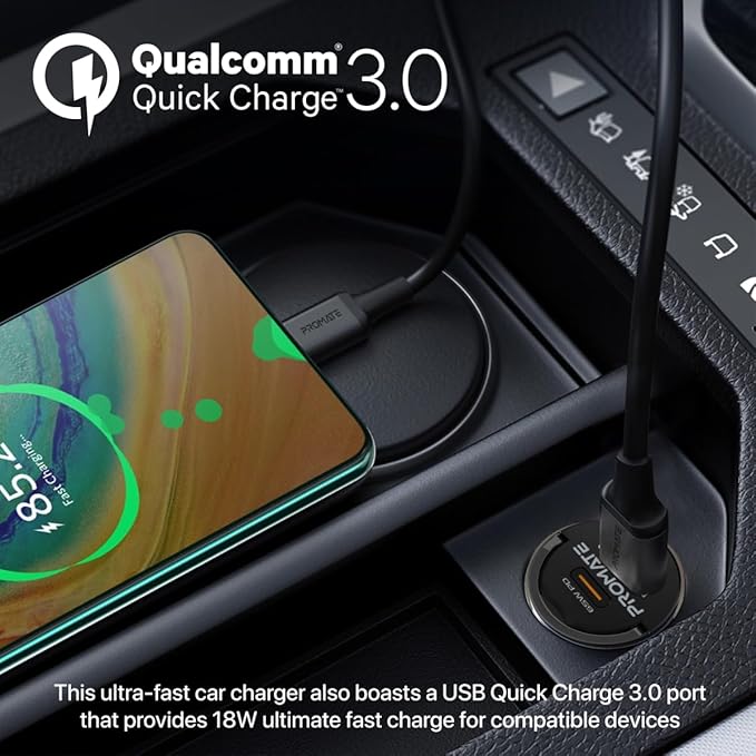 PROMATE Car Charger, Transparent 65W Ultra - Compact Car Adapter with USB Type - C Power Delivery Port, USB - A Port, Mini Handle - Al Kabayel Discount CentrePROMATE Car Charger, Transparent 65W Ultra - Compact Car Adapter with USB Type - C Power Delivery Port, USB - A Port, Mini HandleCords & AdaptersPROMATEAl Kabayel Discount Centre