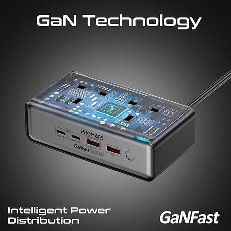 PROMATE Charging Station, 6 - in - 1 Multi - Port 65W GaNFast Power Extension with Dual 3250W AC Sockets, Dual 65W USB - C Power Delivery Ports - Al Kabayel Discount CentrePROMATE Charging Station, 6 - in - 1 Multi - Port 65W GaNFast Power Extension with Dual 3250W AC Sockets, Dual 65W USB - C Power Delivery PortsCords & AdaptersPROMATEAl Kabayel Discount Centre