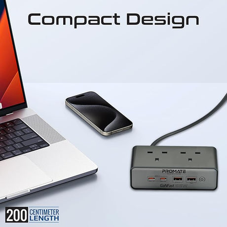 PROMATE Charging Station, 6 - in - 1 Multi - Port 65W GaNFast Power Extension with Dual 3250W AC Sockets, Dual 65W USB - C Power Delivery Ports - Al Kabayel Discount CentrePROMATE Charging Station, 6 - in - 1 Multi - Port 65W GaNFast Power Extension with Dual 3250W AC Sockets, Dual 65W USB - C Power Delivery PortsCords & AdaptersPROMATEAl Kabayel Discount Centre