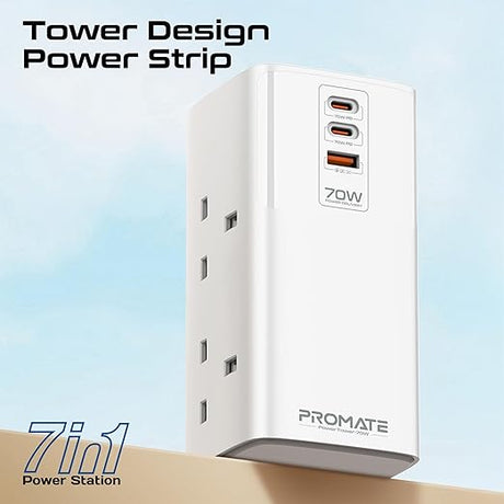 PROMATE Charging Station 70W Multi - Port with 2 USB - C Ports & Quad AC Sockets Universal 2500W, Tower Design Power Strip, 3m Cable Length - Al Kabayel Discount CentrePROMATE Charging Station 70W Multi - Port with 2 USB - C Ports & Quad AC Sockets Universal 2500W, Tower Design Power Strip, 3m Cable LengthCords & AdaptersPROMATEAl Kabayel Discount Centre