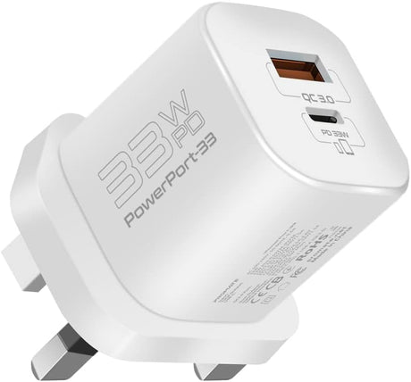 Promate GaN USB - C Charger, Ultra - Compact 33W USB - C Power Delivery Wall Charger with Fast 22.5W QC 3.0 Charging Port, Adaptive Smart Charging and Short - Circuit Protection for iPhone 15, PowerPort - 33 - Al Kabayel Discount CentrePromate GaN USB - C Charger, Ultra - Compact 33W USB - C Power Delivery Wall Charger with Fast 22.5W QC 3.0 Charging Port, Adaptive Smart Charging and Short - Circuit Protection for iPhone 15, PowerPort - 33Cords & AdaptersPROMATEAl Kabayel Discount Centre