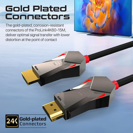 PROMATE HDMI 2.0 Cable, 4K@60Hz HDMI to HDMI Unidirectional Cable, 18Gbps Bandwidth, Ethernet, 15meter Fiber Optic Cable and Gold - Plated Connectors, ProLink4K60 - 15M - Al Kabayel Discount CentrePROMATE HDMI 2.0 Cable, 4K@60Hz HDMI to HDMI Unidirectional Cable, 18Gbps Bandwidth, Ethernet, 15meter Fiber Optic Cable and Gold - Plated Connectors, ProLink4K60 - 15MCords & AdaptersPROMATEAl Kabayel Discount Centre