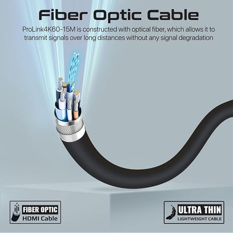 PROMATE HDMI 2.0 Cable, 4K@60Hz HDMI to HDMI Unidirectional Cable, 18Gbps Bandwidth, Ethernet, 15meter Fiber Optic Cable and Gold - Plated Connectors, ProLink4K60 - 15M - Al Kabayel Discount CentrePROMATE HDMI 2.0 Cable, 4K@60Hz HDMI to HDMI Unidirectional Cable, 18Gbps Bandwidth, Ethernet, 15meter Fiber Optic Cable and Gold - Plated Connectors, ProLink4K60 - 15MCords & AdaptersPROMATEAl Kabayel Discount Centre