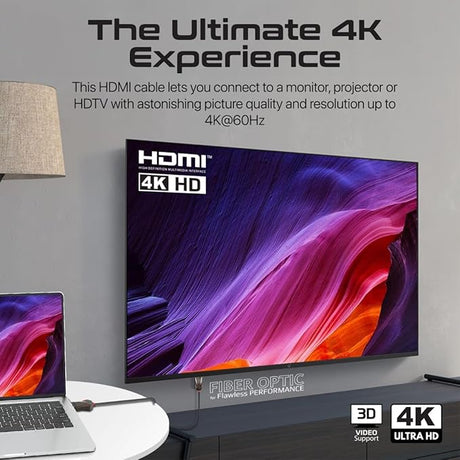 PROMATE HDMI 2.0 Cable, 4K@60Hz HDMI to HDMI Unidirectional Cable, 18Gbps Bandwidth, Ethernet, 20meter Fiber Optic Cable and Gold - Plated Connectors, ProLink4K60 - 20M - Al Kabayel Discount CentrePROMATE HDMI 2.0 Cable, 4K@60Hz HDMI to HDMI Unidirectional Cable, 18Gbps Bandwidth, Ethernet, 20meter Fiber Optic Cable and Gold - Plated Connectors, ProLink4K60 - 20MCords & AdaptersPROMATEAl Kabayel Discount Centre