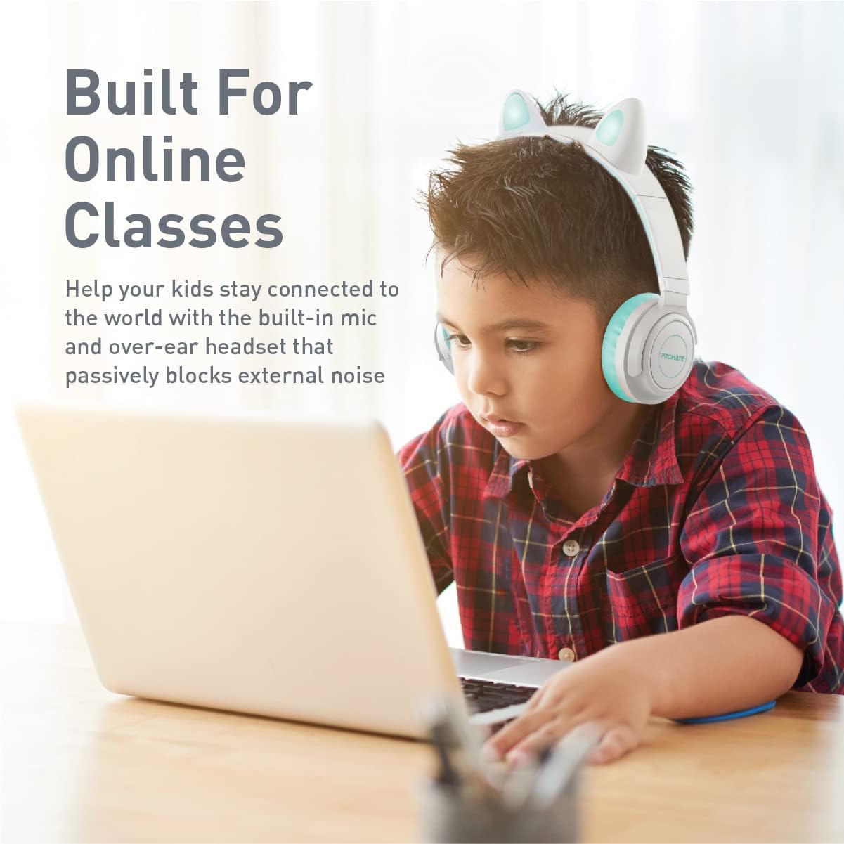 Promate Kids Wireless Bluetooth Headphones, Kawaii Style Wired/Wireless Foldable Headphones with Attached LED Cat Ears, 93Db Safe Volume Limit, Mic, AUX, TF Card Slot and 40H Playtime, Panda - Al Kabayel Discount CentrePromate Kids Wireless Bluetooth Headphones, Kawaii Style Wired/Wireless Foldable Headphones with Attached LED Cat Ears, 93Db Safe Volume Limit, Mic, AUX, TF Card Slot and 40H Playtime, PandaElectronic AppliancesPROMATEAl Kabayel Discount Centre