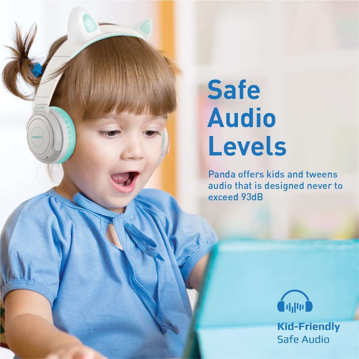 Promate Kids Wireless Bluetooth Headphones, Kawaii Style Wired/Wireless Foldable Headphones with Attached LED Cat Ears, 93Db Safe Volume Limit, Mic, AUX, TF Card Slot and 40H Playtime, Panda - Al Kabayel Discount CentrePromate Kids Wireless Bluetooth Headphones, Kawaii Style Wired/Wireless Foldable Headphones with Attached LED Cat Ears, 93Db Safe Volume Limit, Mic, AUX, TF Card Slot and 40H Playtime, PandaElectronic AppliancesPROMATEAl Kabayel Discount Centre