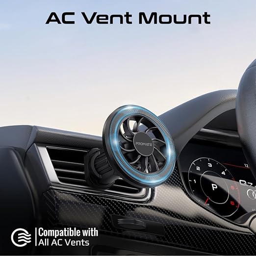 PROMATE Magnetic Car Mount, Universal Magnetic Ring AC Vent Mount Holder with N52 Powerful Magnets, 360 Degree Rotation, Multi - Angle Support, ClipMount - Al Kabayel Discount CentrePROMATE Magnetic Car Mount, Universal Magnetic Ring AC Vent Mount Holder with N52 Powerful Magnets, 360 Degree Rotation, Multi - Angle Support, ClipMountCords & AdaptersPROMATEAl Kabayel Discount Centre