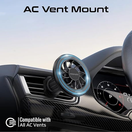 PROMATE Magnetic Car Mount, Universal Magnetic Ring AC Vent Mount Holder with N52 Powerful Magnets, 360 Degree Rotation, Multi - Angle Support, ClipMount - Al Kabayel Discount CentrePROMATE Magnetic Car Mount, Universal Magnetic Ring AC Vent Mount Holder with N52 Powerful Magnets, 360 Degree Rotation, Multi - Angle Support, ClipMountCords & AdaptersPROMATEAl Kabayel Discount Centre