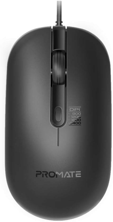 Promate MaxComfort Adjustable DPI Wired Optical Mouse, 2400DPI High Precision, 1.5m Cable Length - Al Kabayel Discount CentrePromate MaxComfort Adjustable DPI Wired Optical Mouse, 2400DPI High Precision, 1.5m Cable LengthElectronic AppliancesPROMATEAl Kabayel Discount Centre
