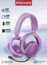 Promate Novon Open - Ear Bluetooth Headphones with Detachable Mic, RGB Light Modes, 40mm Dynamic Drivers, 20H Battery, Bluetooth v6.0, ABS - PC Build for Gaming, Workouts, and Streaming Purple - Al Kabayel Discount CentrePromate Novon Open - Ear Bluetooth Headphones with Detachable Mic, RGB Light Modes, 40mm Dynamic Drivers, 20H Battery, Bluetooth v6.0, ABS - PC Build for Gaming, Workouts, and Streaming PurpleElectronic AppliancesPROMATEAl Kabayel Discount Centre