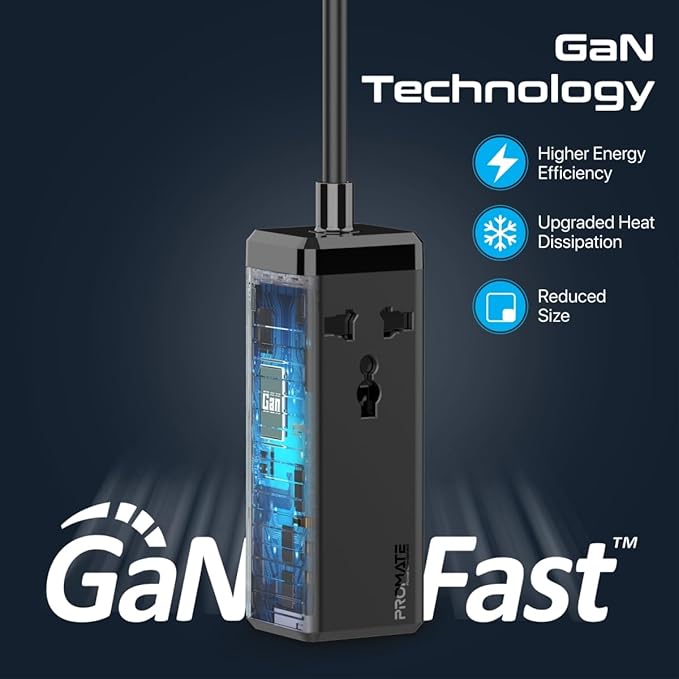 Promate Power Strip, 5 - in - 1 Multi - Port 65W GaNFast Power Extension, 2500W AC Socket, Dual USB - C Power Delivery Ports, Dual QC 3.0 Ports, 2m Cable, PowerBrix - GaN65 - Al Kabayel Discount CentrePromate Power Strip, 5 - in - 1 Multi - Port 65W GaNFast Power Extension, 2500W AC Socket, Dual USB - C Power Delivery Ports, Dual QC 3.0 Ports, 2m Cable, PowerBrix - GaN65Cords & AdaptersPROMATEAl Kabayel Discount Centre