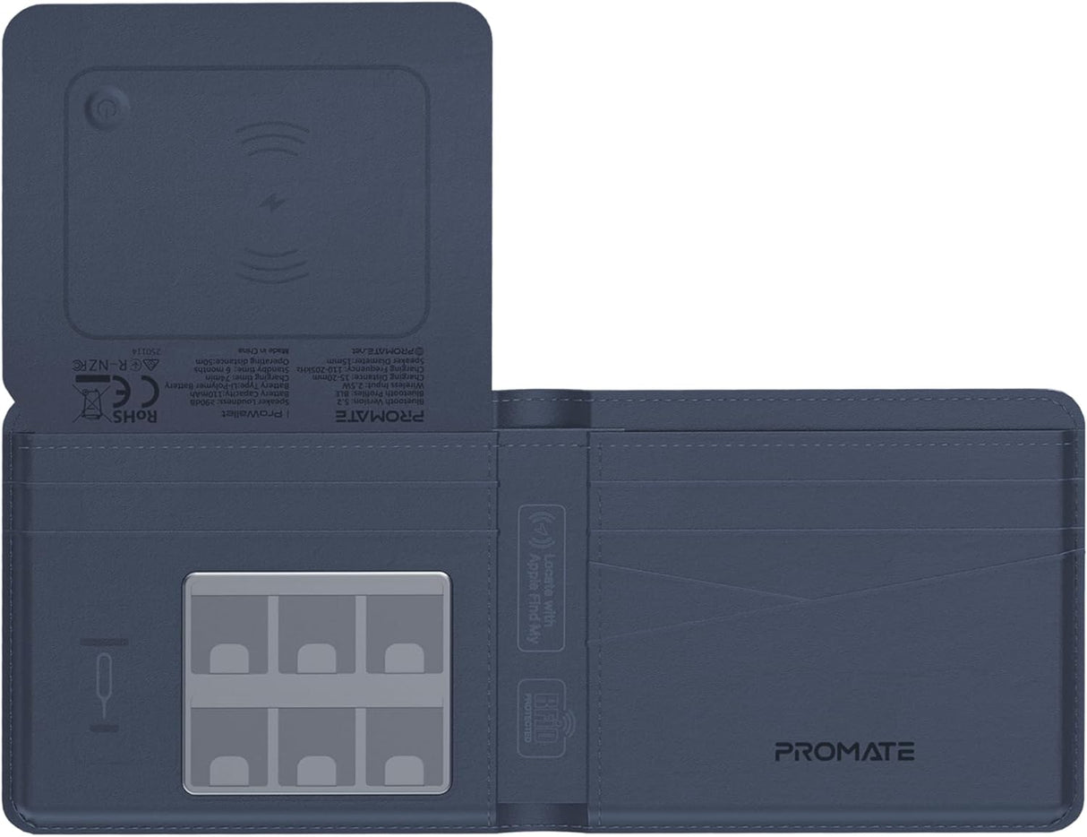 Promate ProWallet Anti - Loss Leather Wallet with Apple Find My, Wireless Charging, RFID Protection, Built - in Speaker, Bluetooth 5.2, Slim Design, SIM/MicroSD Slots, 6 Month Battery Life - Al Kabayel Discount CentrePromate ProWallet Anti - Loss Leather Wallet with Apple Find My, Wireless Charging, RFID Protection, Built - in Speaker, Bluetooth 5.2, Slim Design, SIM/MicroSD Slots, 6 Month Battery LifeElectronic AppliancesPROMATEAl Kabayel Discount Centre