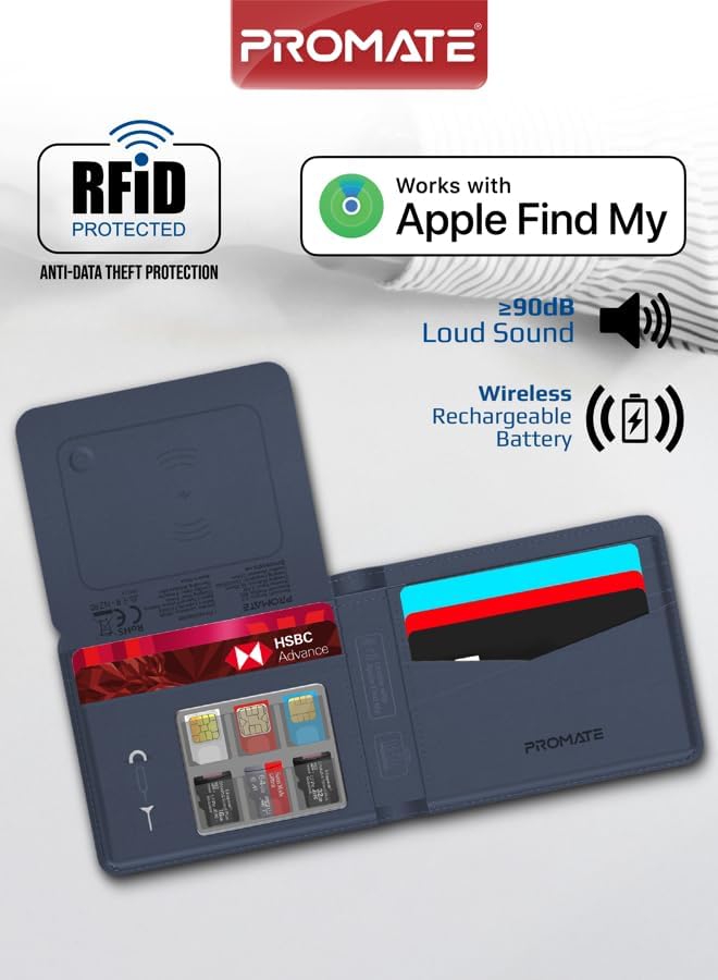Promate ProWallet Anti - Loss Leather Wallet with Apple Find My, Wireless Charging, RFID Protection, Built - in Speaker, Bluetooth 5.2, Slim Design, SIM/MicroSD Slots, 6 Month Battery Life - Al Kabayel Discount CentrePromate ProWallet Anti - Loss Leather Wallet with Apple Find My, Wireless Charging, RFID Protection, Built - in Speaker, Bluetooth 5.2, Slim Design, SIM/MicroSD Slots, 6 Month Battery LifeElectronic AppliancesPROMATEAl Kabayel Discount Centre