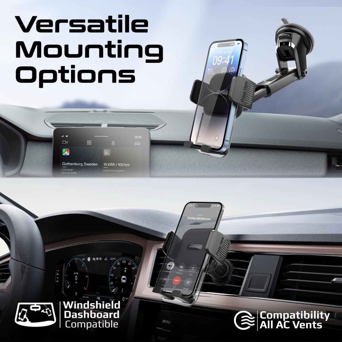 Promate Transparent Car Mount with Intelligent Auto - Clamping Cradle Design, Versatile Mounting Options, Multi - Angle Support, Extendable Arm, and One Touch Release for iPhone 17/14, TransHold - EXT - Al Kabayel Discount CentrePromate Transparent Car Mount with Intelligent Auto - Clamping Cradle Design, Versatile Mounting Options, Multi - Angle Support, Extendable Arm, and One Touch Release for iPhone 17/14, TransHold - EXTElectronic AppliancesPROMATEAl Kabayel Discount Centre