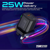 PROMATE Ultra Fast Dual Port Charger 25W, Black - Al Kabayel Discount CentrePROMATE Ultra Fast Dual Port Charger 25W, BlackCords & AdaptersPROMATEAl Kabayel Discount Centre