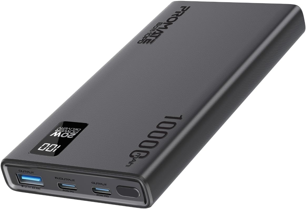 Promate Universal 10000mAh Ultra - Slim Power Bank, with 20W USB - C Input/Output Port, QC 3.0 Output, USB - C Ports, LCD Screen and Over - Heating Protection for Smartphones and Tablets, Bolt - 10PD - Al Kabayel Discount CentrePromate Universal 10000mAh Ultra - Slim Power Bank, with 20W USB - C Input/Output Port, QC 3.0 Output, USB - C Ports, LCD Screen and Over - Heating Protection for Smartphones and Tablets, Bolt - 10PDMobile AccessoriesPROMATEAl Kabayel Discount Centre