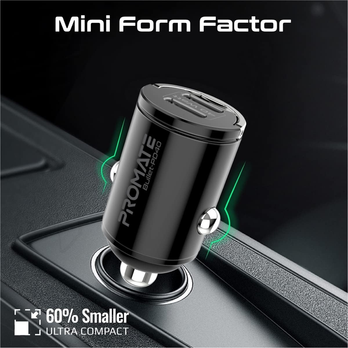 Promate USB - C Car Charger, Ultra - Compact Fast 40W Power Delivery Adapter with Dual USB - C Ports, Built - In Mini Handle, Aluminum Alloy and Short - Circuit Protection for iPhone 14, Galaxy S22,Bullet - PD40 - Al Kabayel Discount CentrePromate USB - C Car Charger, Ultra - Compact Fast 40W Power Delivery Adapter with Dual USB - C Ports, Built - In Mini Handle, Aluminum Alloy and Short - Circuit Protection for iPhone 14, Galaxy S22,Bullet - PD40Cords & AdaptersPROMATEAl Kabayel Discount Centre