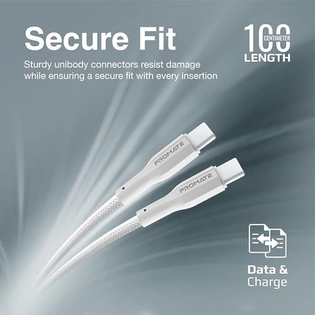 PROMATE USB - C to USB - C Cable 1meter, 60W Type - C Cable with 480Mbps Data Sync, XCord - CC White - Al Kabayel Discount CentrePROMATE USB - C to USB - C Cable 1meter, 60W Type - C Cable with 480Mbps Data Sync, XCord - CC WhiteCords & AdaptersPROMATEAl Kabayel Discount Centre