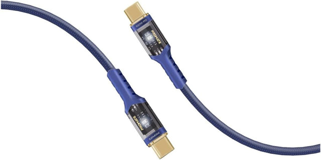 Promate USB - C to USB - C Cable, Fast - Charging 100W Power Delivery Type - C Cable with Transparent Tips, LED, 25000+ Long Bend Lifespan, 480Mbps Data Sync and 120cm Nylon Braided Cord,LucidLine - CC120 Navy - Al Kabayel Discount CentrePromate USB - C to USB - C Cable, Fast - Charging 100W Power Delivery Type - C Cable with Transparent Tips, LED, 25000+ Long Bend Lifespan, 480Mbps Data Sync and 120cm Nylon Braided Cord,LucidLine - CC120 NavyCords & AdaptersPROMATEAl Kabayel Discount Centre