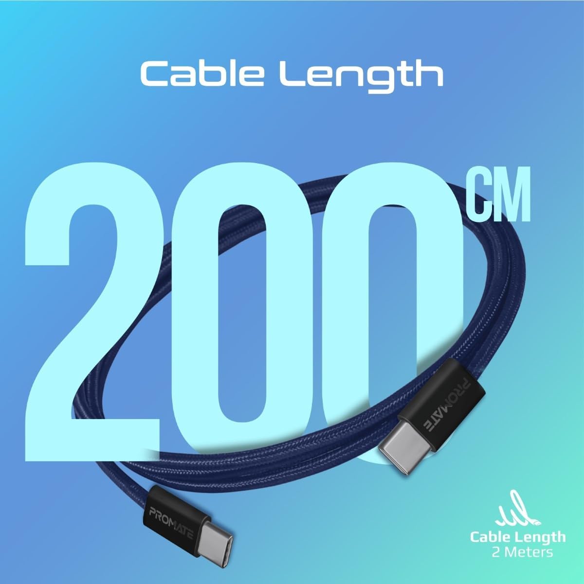 Promate USB - C to USB - C Cable, Premium 60W Power Delivery Fast Charging Cable, 480Mbps Data Sync, 200cm Anti - Tangle Nylon Braided Cord for iPhone 17, Galaxy S25, iPad Air, Dell, ECOLINE - CC200.NAVY - Al Kabayel Discount CentrePromate USB - C to USB - C Cable, Premium 60W Power Delivery Fast Charging Cable, 480Mbps Data Sync, 200cm Anti - Tangle Nylon Braided Cord for iPhone 17, Galaxy S25, iPad Air, Dell, ECOLINE - CC200.NAVYCords & AdaptersPROMATEAl Kabayel Discount Centre