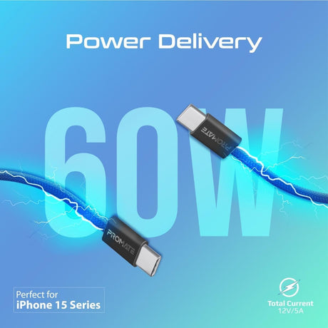 Promate USB - C to USB - C Cable, Premium 60W Power Delivery Fast Charging Cable, 480Mbps Data Sync, 200cm Anti - Tangle Nylon Braided Cord for iPhone 17, Galaxy S25, iPad Air, Dell, ECOLINE - CC200.NAVY - Al Kabayel Discount CentrePromate USB - C to USB - C Cable, Premium 60W Power Delivery Fast Charging Cable, 480Mbps Data Sync, 200cm Anti - Tangle Nylon Braided Cord for iPhone 17, Galaxy S25, iPad Air, Dell, ECOLINE - CC200.NAVYCords & AdaptersPROMATEAl Kabayel Discount Centre