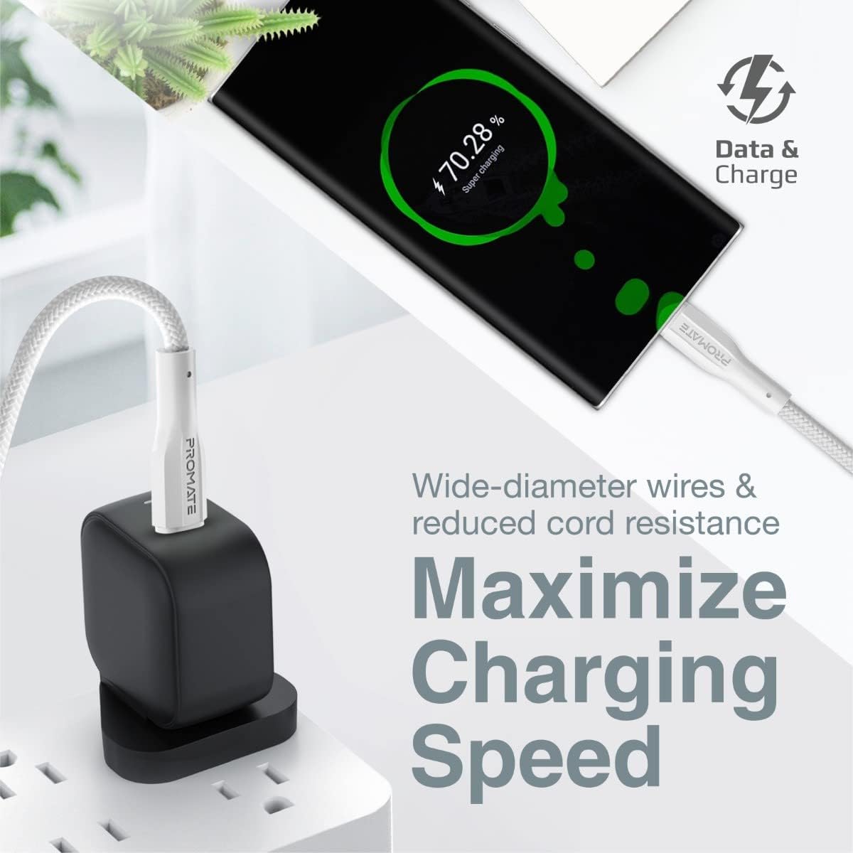 Promate USB - C to USB - C Cable, Premium 60W Power Delivery Fast Charging Type - C Cable with 480Mbps Data Sync and 100cm Anti - Tangle Silicone Cord for Galaxy S25, iPad Air, XCord - CC White - Al Kabayel Discount CentrePromate USB - C to USB - C Cable, Premium 60W Power Delivery Fast Charging Type - C Cable with 480Mbps Data Sync and 100cm Anti - Tangle Silicone Cord for Galaxy S25, iPad Air, XCord - CC WhiteCords & AdaptersPROMATEAl Kabayel Discount Centre