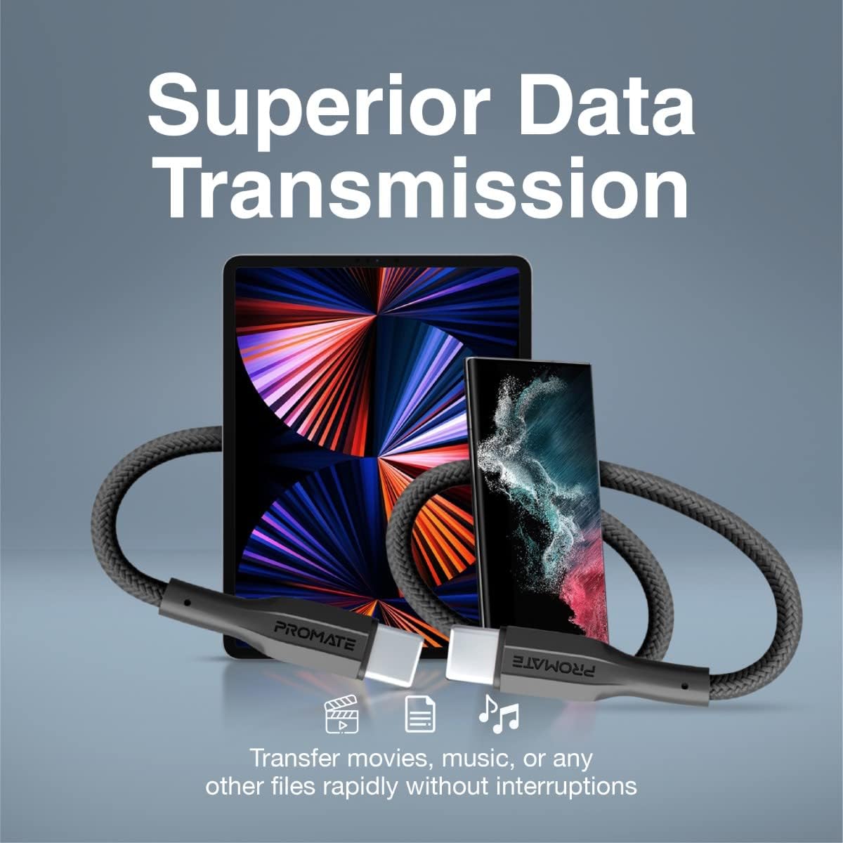 Promate USB - C to USB - C Cable, Premium 60W Power Delivery Fast Charging Type - C Cable with 480Mbps Data Sync and 100cm Anti - Tangle Silicone Cord for Galaxy S25, iPhone 17, XCord - CC Black - Al Kabayel Discount CentrePromate USB - C to USB - C Cable, Premium 60W Power Delivery Fast Charging Type - C Cable with 480Mbps Data Sync and 100cm Anti - Tangle Silicone Cord for Galaxy S25, iPhone 17, XCord - CC BlackCords & AdaptersPROMATEAl Kabayel Discount Centre