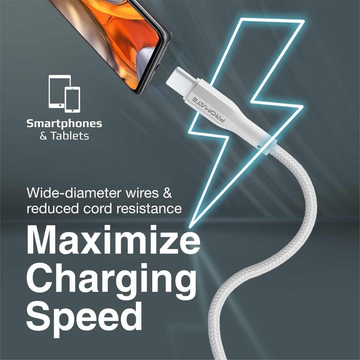 Promate USB to USB - C Cable, Durable Silicone Type - C Charging Cable with 2A Fast Charging, 480 Mbps Data Sync, 1m Anti - Tangle Wire and 10000 Long Bend Lifespan for Galaxy S22, iPad Air, XCord - AC White - Al Kabayel Discount CentrePromate USB to USB - C Cable, Durable Silicone Type - C Charging Cable with 2A Fast Charging, 480 Mbps Data Sync, 1m Anti - Tangle Wire and 10000 Long Bend Lifespan for Galaxy S22, iPad Air, XCord - AC WhiteCords & AdaptersPROMATEAl Kabayel Discount Centre