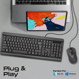 Promate Wired Keyboard and Mouse Combo, Ergonomic Slim Full - Size Quiet Keyboard, 2400 DPI Ambidextrous Mouse, Spill - Resistance, Media Keys, Plug and Play for iMac, MacBook Pro, English/Arabic Layout - Al Kabayel Discount CentrePromate Wired Keyboard and Mouse Combo, Ergonomic Slim Full - Size Quiet Keyboard, 2400 DPI Ambidextrous Mouse, Spill - Resistance, Media Keys, Plug and Play for iMac, MacBook Pro, English/Arabic LayoutElectronic AppliancesPROMATEAl Kabayel Discount Centre