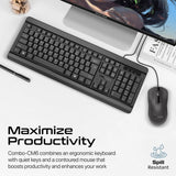 Promate Wired Keyboard and Mouse Combo, Ergonomic Slim Full - Size Quiet Keyboard, 2400 DPI Ambidextrous Mouse, Spill - Resistance, Media Keys, Plug and Play for iMac, MacBook Pro, English/Arabic Layout - Al Kabayel Discount CentrePromate Wired Keyboard and Mouse Combo, Ergonomic Slim Full - Size Quiet Keyboard, 2400 DPI Ambidextrous Mouse, Spill - Resistance, Media Keys, Plug and Play for iMac, MacBook Pro, English/Arabic LayoutElectronic AppliancesPROMATEAl Kabayel Discount Centre