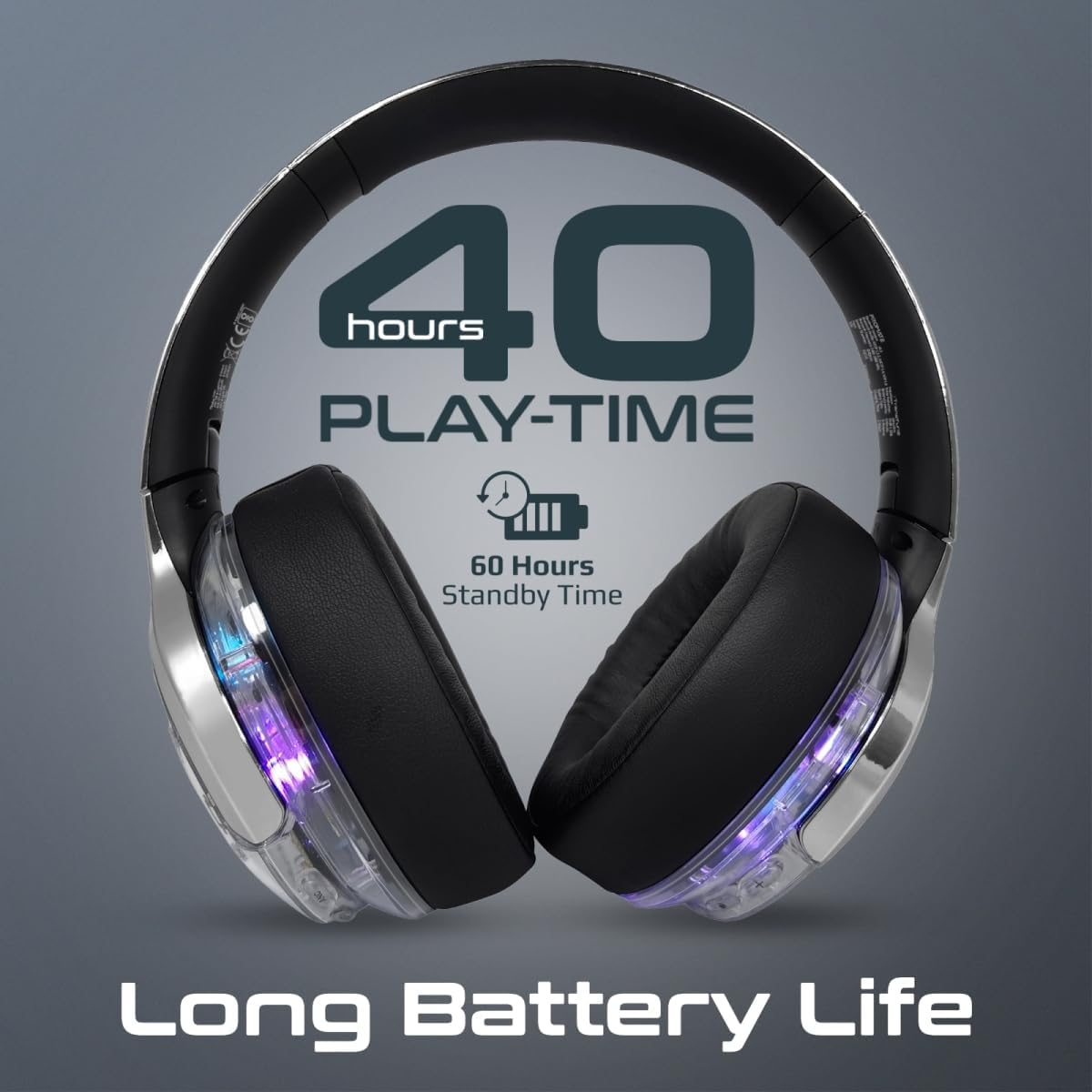 Promate Wireless Headphones, Hi - Fidelity Transparent ANC Bluetooth v5.3 Headset, RGB Lights, Mic, Foldable Design, 40H Playtime, 600mAh Battery, 3.5mm Jack for iPhone15, Galaxy S25, TRANSTUNE.SILVER - Al Kabayel Discount CentrePromate Wireless Headphones, Hi - Fidelity Transparent ANC Bluetooth v5.3 Headset, RGB Lights, Mic, Foldable Design, 40H Playtime, 600mAh Battery, 3.5mm Jack for iPhone15, Galaxy S25, TRANSTUNE.SILVERElectronic AppliancesPROMATEAl Kabayel Discount Centre