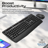 Promate Wireless Keyboard and Mouse Combo, Ergonomic Angled 2.4Ghz with 1200 DPI, Ambidextrous Mouse, Wrist Rest, Nano USB Receiver, Media Keys, for iMac, MacBook Air, ASUS, English/Arabic - Al Kabayel Discount CentrePromate Wireless Keyboard and Mouse Combo, Ergonomic Angled 2.4Ghz with 1200 DPI, Ambidextrous Mouse, Wrist Rest, Nano USB Receiver, Media Keys, for iMac, MacBook Air, ASUS, English/ArabicElectronic AppliancesPROMATEAl Kabayel Discount Centre