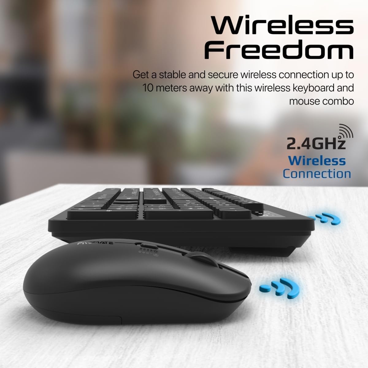 Promate Wireless Keyboard and Mouse Combo, Slim Full - Size2.4Ghz Wireless Keyboard, 1600 DPI Ambidextrous Mouse, Nano USB Receiver, Quiet Keys, Angled Kickstand for iMac, MacBook, ASUS, English/Arabic - Al Kabayel Discount CentrePromate Wireless Keyboard and Mouse Combo, Slim Full - Size2.4Ghz Wireless Keyboard, 1600 DPI Ambidextrous Mouse, Nano USB Receiver, Quiet Keys, Angled Kickstand for iMac, MacBook, ASUS, English/ArabicElectronic AppliancesPROMATEAl Kabayel Discount Centre