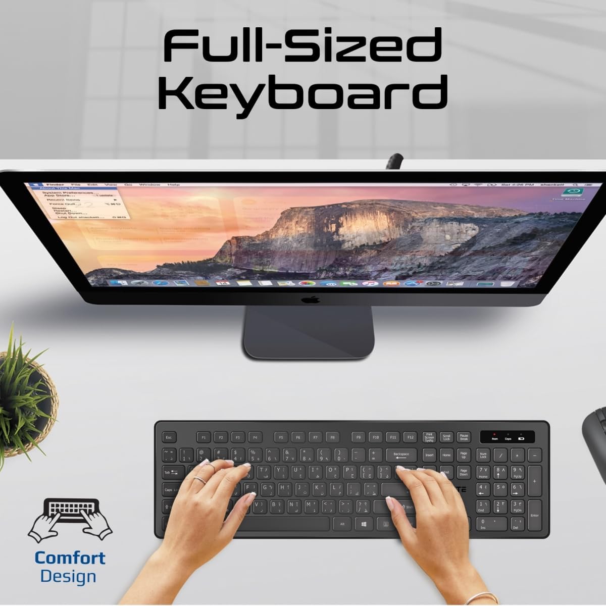 Promate Wireless Keyboard and Mouse Combo, Slim Full - Size2.4Ghz Wireless Keyboard, 1600 DPI Ambidextrous Mouse, Nano USB Receiver, Quiet Keys, Angled Kickstand for iMac, MacBook, ASUS, English/Arabic - Al Kabayel Discount CentrePromate Wireless Keyboard and Mouse Combo, Slim Full - Size2.4Ghz Wireless Keyboard, 1600 DPI Ambidextrous Mouse, Nano USB Receiver, Quiet Keys, Angled Kickstand for iMac, MacBook, ASUS, English/ArabicElectronic AppliancesPROMATEAl Kabayel Discount Centre