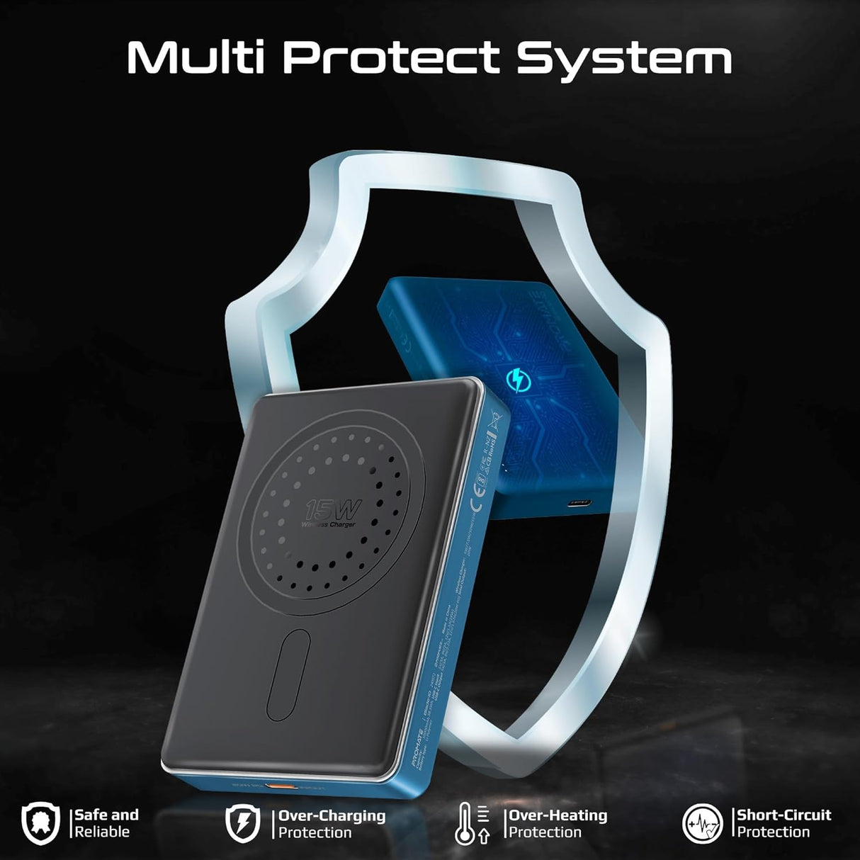 Promate Wireless Ultra - Compact 10000mAh Power Bank with Ultra - Fast 15W MagSafe Compatible Charging, Super - Fast 20W USB - C Input/Output Port Smart Battery Indicators, Blade - 10 Blue - Al Kabayel Discount CentrePromate Wireless Ultra - Compact 10000mAh Power Bank with Ultra - Fast 15W MagSafe Compatible Charging, Super - Fast 20W USB - C Input/Output Port Smart Battery Indicators, Blade - 10 BlueMobile AccessoriesPROMATEAl Kabayel Discount Centre