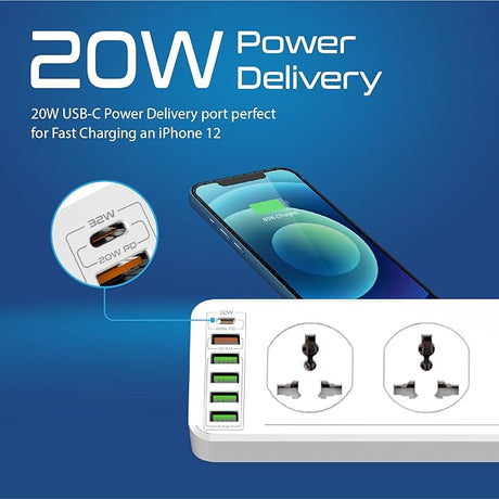 PROMATE3Meter Power Strip with USB Charging Ports, Universal 10 AC Outlets Surge Protect Extension with 20W USB - C Power Delivery Port, 18W QC 3.0 Port, 4 USB IntelliCharge Ports - Al Kabayel Discount CentrePROMATE3Meter Power Strip with USB Charging Ports, Universal 10 AC Outlets Surge Protect Extension with 20W USB - C Power Delivery Port, 18W QC 3.0 Port, 4 USB IntelliCharge PortsCords & AdaptersPROMATEAl Kabayel Discount Centre