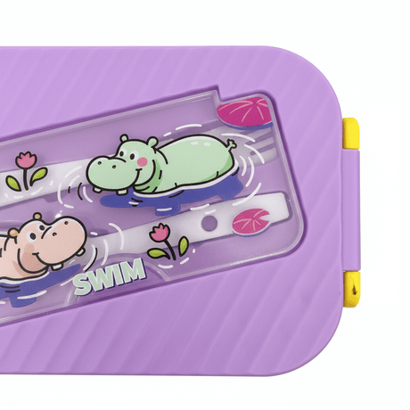 Purple & Red Kids Cartoon Hippo Plastic Lunch Box with Spoon & Fork – 20×13cm - Al Kabayel Discount CentrePurple & Red Kids Cartoon Hippo Plastic Lunch Box with Spoon & Fork – 20×13cmLunch BoxAKDCAl Kabayel Discount Centre