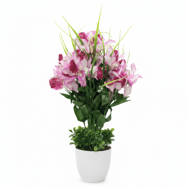 Purple & White Artificial Orchid Flower Plant with White Ceramic Vase – 38cm | Premium Home Décor - Al Kabayel Discount CentrePurple & White Artificial Orchid Flower Plant with White Ceramic Vase – 38cm | Premium Home DécorArtificial FloraAKDCAl Kabayel Discount Centre