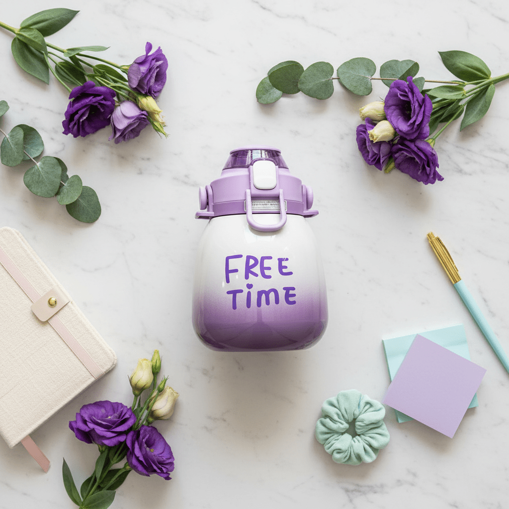 Purple & White Stainless Steel Vacuum Water Bottle with Blue Handle 1000ml - Al Kabayel Discount CentrePurple & White Stainless Steel Vacuum Water Bottle with Blue Handle 1000mlWater BottlesAKDCAl Kabayel Discount Centre
