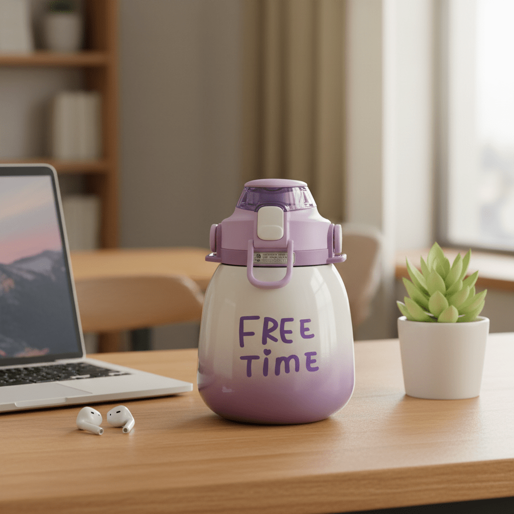Purple & White Stainless Steel Vacuum Water Bottle with Blue Handle 1000ml - Al Kabayel Discount CentrePurple & White Stainless Steel Vacuum Water Bottle with Blue Handle 1000mlWater BottlesAKDCAl Kabayel Discount Centre