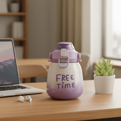 Purple & White Stainless Steel Vacuum Water Bottle with Blue Handle 1000ml - Al Kabayel Discount CentrePurple & White Stainless Steel Vacuum Water Bottle with Blue Handle 1000mlWater BottlesAKDCAl Kabayel Discount Centre