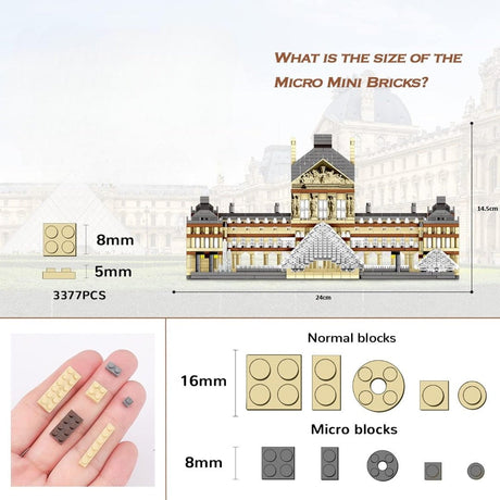 QS08 Buliding Blocks Playset, Le Louvre Museum Building Collection 3000+ pieces, 24cm*16cm*14.5cm - Al Kabayel Discount CentreQS08 Buliding Blocks Playset, Le Louvre Museum Building Collection 3000+ pieces, 24cm*16cm*14.5cmBuilding ToysQS08Al Kabayel Discount Centre