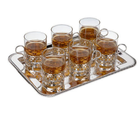 Queen Anne 6 Tea Glasses On Tray 9.85 X 24.76 X 34.29cm English Silver Plate - Al Kabayel Discount CentreQueen Anne 6 Tea Glasses On Tray 9.85 X 24.76 X 34.29cm English Silver PlateStylish ServewareQUEEN ANNEAl Kabayel Discount Centre